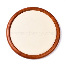 Flat Round Wood Pesentation Jewelry Display Tray, Covered with Microfiber, Coin Stone Organizer, Antique White, 26.3x1.9cm(ODIS-P008-20B)