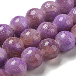 Dyed Natural Jade Beads Strands, Round, Medium Purple, 9.5~10mm, Hole: 1.2mm, about 40pcs/strand, 15.94 inch(40.5cm)(G-F764-03B)