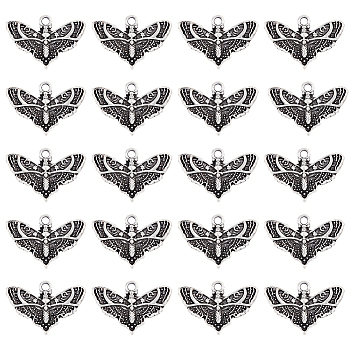 80Pcs Tibetan Style Alloy Pendants, Cadmium Free & Lead Free, Butterfly Charms, Antique Silver, 13.5x20x2mm, Hole: 1.8mm