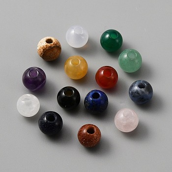 Natural & Synthetic Mixed Gemstone Beads, Round, Mixed Dyed and Undyed, 8mm, Hole: 2.5mm