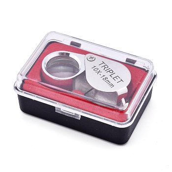 Stainless Steel Folding Jewelry Loupe, Portable Magnifying Glass, 10X Magnification, Stainless Steel Color, 5.1x2.05x1.8cm, Fold Up: 3.1x2.05x1.8cm, Hole: 2x3mm