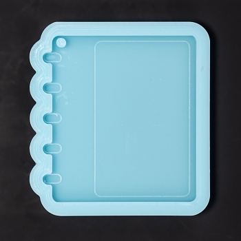 DIY Pendant Silicone Molds, Resin Casting Molds, Clay Craft Mold Tools, Note Book Shape, Blue, 86x80x8mm, Hole: 4mm