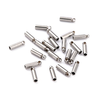 304 Stainless Steel Cord Ends, End Caps, Stainless Steel Color, 7.5x2mm, Hole: 0.8mm, Inner Diameter: 1.2mm