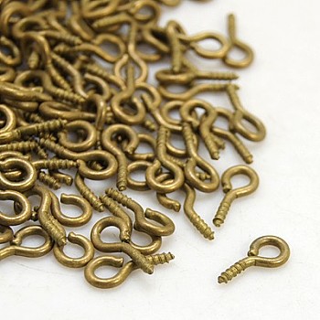 Iron Peg Bails Pendants, For Half Drilled Beads, Antique Bronze, 10x4x1mm, Hole: 2mm