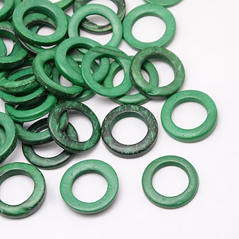 Dyed Wood Jewelry Findings Coconut Linking Rings, Dark Green, 20~23x2~5mm