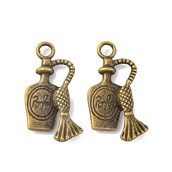 Tibetan Style Alloy Liquor Bottle Pendants, Antique Bronze, Cadmium Free & Lead Free, 20x10x4mm, Hole: 2mm