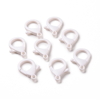 Plastic Lobster Claw Clasps, White, 35x25x6mm, Hole: 3mm