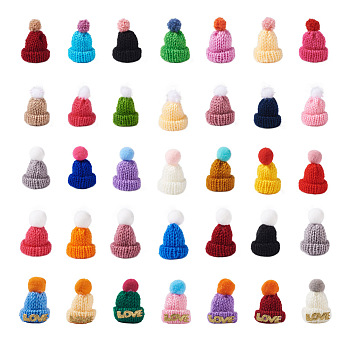 Handmade Woven Costume Accessories, Yarn Hat, Mixed Color, 40.5~50.5x27.5~33.5mm, 100pcs/set
