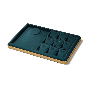 10-Slot PU Leather Pendant Necklace Display Tray Stands, Jewelry Organizer Holder for Necklace Storage, Rectangle, Green, 30.5x20.5x3cm