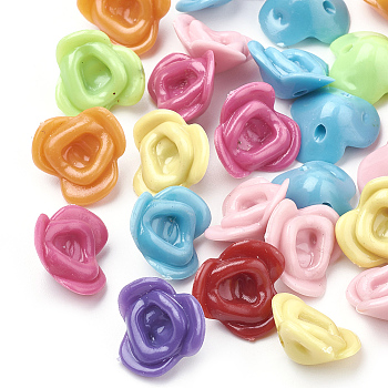 Opaque Acrylic Beads, Flower, Mixed Color, 13.5x14x7mm, Hole: 1.5mm, about 1310pcs/500g