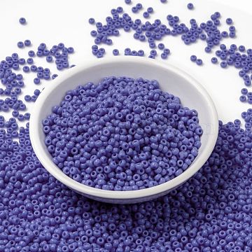 MIYUKI Round Rocailles Beads, Japanese Seed Beads, 8/0, (RR417L) Opaque Periwinkle, 8/0, 3mm, Hole: 1mm, about 422~455pcs/10g(X-SEED-G008-RR0417L)