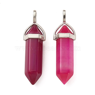2Pcs Natural Agate Dyed Double Terminated Pointed Pendants(G-YW0002-05E)-2