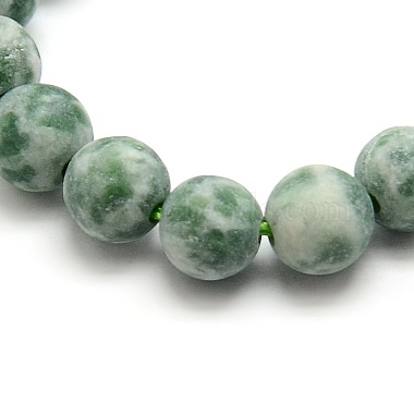 Tache verte naturelle givrée jasper brins de perles rondes(G-M064-6mm-10)-2