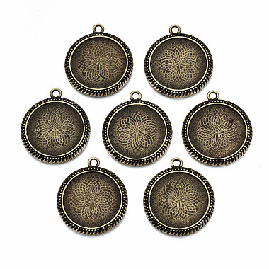 Tibetan Style Alloy Flat Round Cabochon Connector Settings(TIBE-Q038-018A-AB-NR)-2