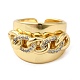 Rack Plating Real 18K Gold Plated Brass Curb Chains Shape Open Cuff Rings(RJEW-B048-11G)-2