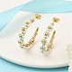 304 Stainless Steel & Bohemian Beaded C-Shaped with Flower Stud Earrings for Women(EJEW-R001-03G-02)-1