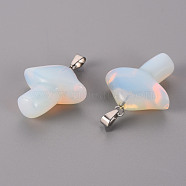 Opalite Pendants, with Stainless Steel Snap On Bails, Mushroom, Stainless Steel Color, 27.5~28.5x23~25x9.5~10.5mm, Hole: 3x5mm(G-R480-02D)