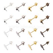 Brass Stud Earring Findings, with Iron Pin & Ear Nuts, Loop, Mixed Color, 616pcs/set(KK-TA0007-78)
