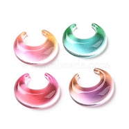 Opaque Acrylic Cabohons, Two Tone, Moon, Mixed Color, 23x19x7mm(OACR-C010-02)