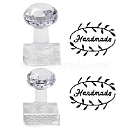 Clear Acrylic Soap Stamps with Handle, DIY Soap Molds Supplies, Oval, 35~37.6x26~29.8mm(DIY-XCP0002-91B)