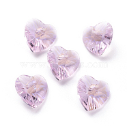 Glass Rhinestone Charms, Faceted, Heart, Light Rose, 10x10x5mm, Hole: 1mm(RGLA-L023-A-223MO)