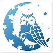 PET Plastic Drawing Painting Stencils Templates, Square, White, Owl Pattern, 30x30cm(DIY-WH0244-066)