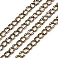 Iron Double Link Chains, Unwelded, Lead Free and Nickel Free, Antique Bronze Color, with Card Paper, link: 9.4mm wide, 10mm long, 1mm thick(X-CHD005Y-AB)