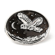 Animal Enamel Safety Pin Brooch, Antique Silver Alloy Brooch for Backpack Clothes, Eagle, 22x28x1.5mm(JEWB-H013-02AS-03)
