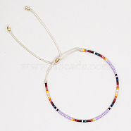 Glass Seed Braided Bead Bracelet, Adjustable Bracelet, Lilac, No Size(CG0646-6)