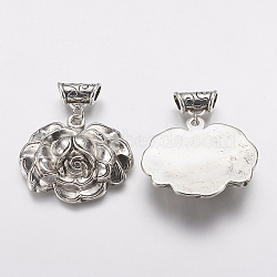 CCB Plastic Pendants, Large Hole Pendants, Flower, Antique Silver, 53mm, Hole: 6mm(CCB-G008-23AS)