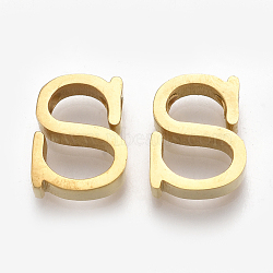 304 Stainless Steel Pendants, Golden, Letter, Letter.S, 11x9x3mm, Hole: 1.8mm(STAS-T041-10G-S)