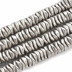 Electroplate Non-magnetic Synthetic Hematite Beads Strands, Wavy, Flat Round/Disc, Platinum Plated, 6~6.5x6~6.5x1.5~2mm, Hole: 1mm, about 215pcs/strand, 16.14 inch(G-N0321-07M)