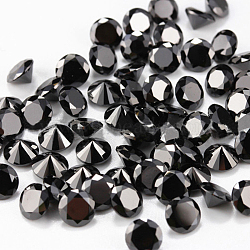 Diamond Shaped Cubic Zirconia Pointed Back Cabochons, Faceted, Black, 4mm(X-ZIRC-R004-4mm-02)