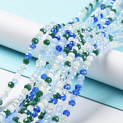 Glass Beads Strands, Faceted, Rondelle, Light Blue, 4x3mm, Hole: 0.4mm, about 123~127pcs/strand, 15.75~16.5 inch(40~42cm)(EGLA-A034-M4mm-09)