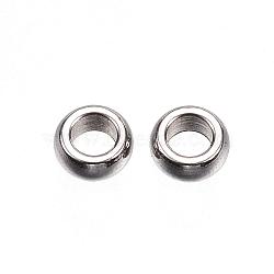 201 Stainless Steel Spacer Beads, Ring, Stainless Steel Color, 3.5x1.5mm, Hole: 2mm(STAS-D448-031P)