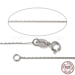 Rhodium Plated 925 Sterling Silver Coreana Chain Necklaces, with Spring Ring Clasps, Platinum, 16 inch(STER-E033-56)