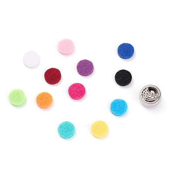 304 Stainless Steel Magnetic Diffuser Locket Aromatherapy Essential Oil Buckle, with Perfume Pad, Perfume Button for Face Mask, Flat Round with Musical Note, Mixed Color, 12x4.5mm