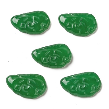 Dyed Natural Malaysia Jade Carved Cabochons, Wing, Green, 13x21.5x3.5mm