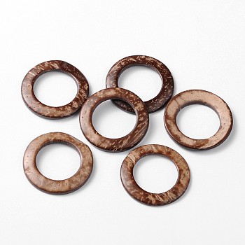Coco Nut Beads, Brown, Donut, 38mm in diameter