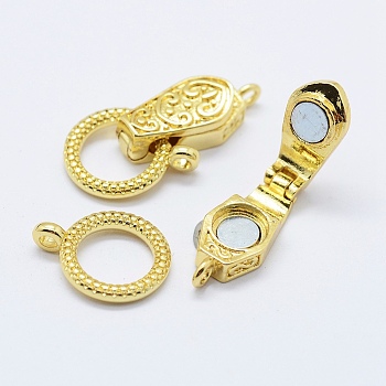 Brass Fold Over Magnetic Clasps, Golden, 31x13x5.5mm, Hole: 1.5mm