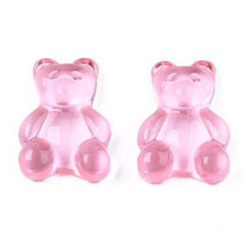 Transparent Resin Cabochons, Bear, Pearl Pink, 20x15x6~7mm