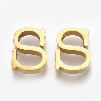 304 Stainless Steel Pendants, Golden, Letter, Letter.S, 11x9x3mm, Hole: 1.8mm