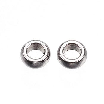 201 Stainless Steel Spacer Beads, Ring, Stainless Steel Color, 3.5x1.5mm, Hole: 2mm
