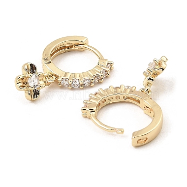 Brass with Cubic Zirconia Dangle Hoop Earrings(EJEW-G362-05KCG)-2
