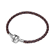 Tinysand rhodié 925 fabrication de bracelets en cuir tressé en argent sterling(TS-B-129-18)-1