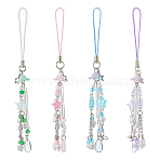 4Pcs Acrylic & Glass Mobile Straps, Star, Mixed Color, 13.2cm, 4pcs/set(HJEW-HS00026)