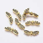 Tibetan Style Alloy Beads, Lead Free & Cadmium Free & Nickel Free, Antique Golden Color, Butterfly, 22x7mm, Hole: 1mm(TIBEB-1331-AG-FF)