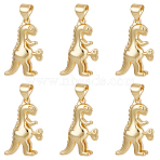 6Pcs Brass Pendants, Long-Lasting Plated, Dinosaur, Real 18K Gold Plated, 23x17x5mm, Hole: 4x3.5mm(KK-BBC0009-55)