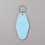 Plastic Blank Motel Keychain, Sublimation Key Chain, with Iron Key Rings, Rhombus, Sky Blue, 11.5cm(KEYC-WH0034-29C)