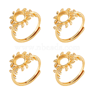 Nbeads Adjustable Brass Finger Rings Components, Crystal Rhinestone Pad Ring Base Settings, Golden, Tray: 7.3mm, US Size 7 1/4(17.5mm), 4pcs/box(KK-NB0003-02B)